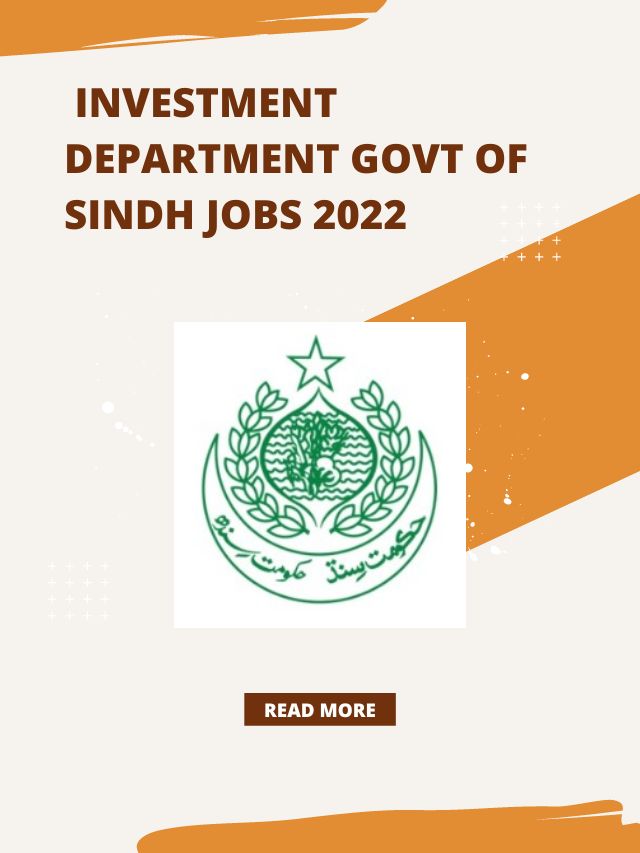 Investment Department Govt of Sindh Jobs 2022