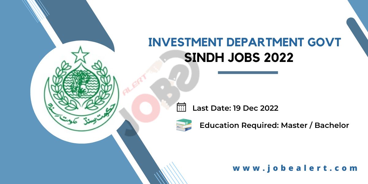 Investment Department Govt of Sindh Jobs 2022